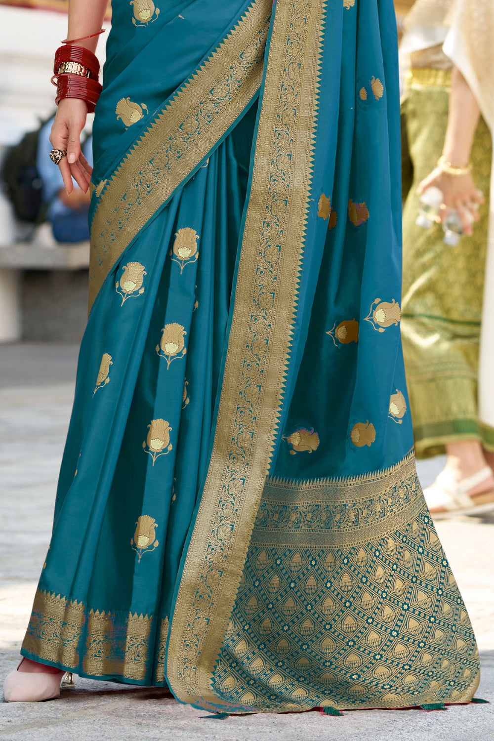 Blue Sattin Silk Saree