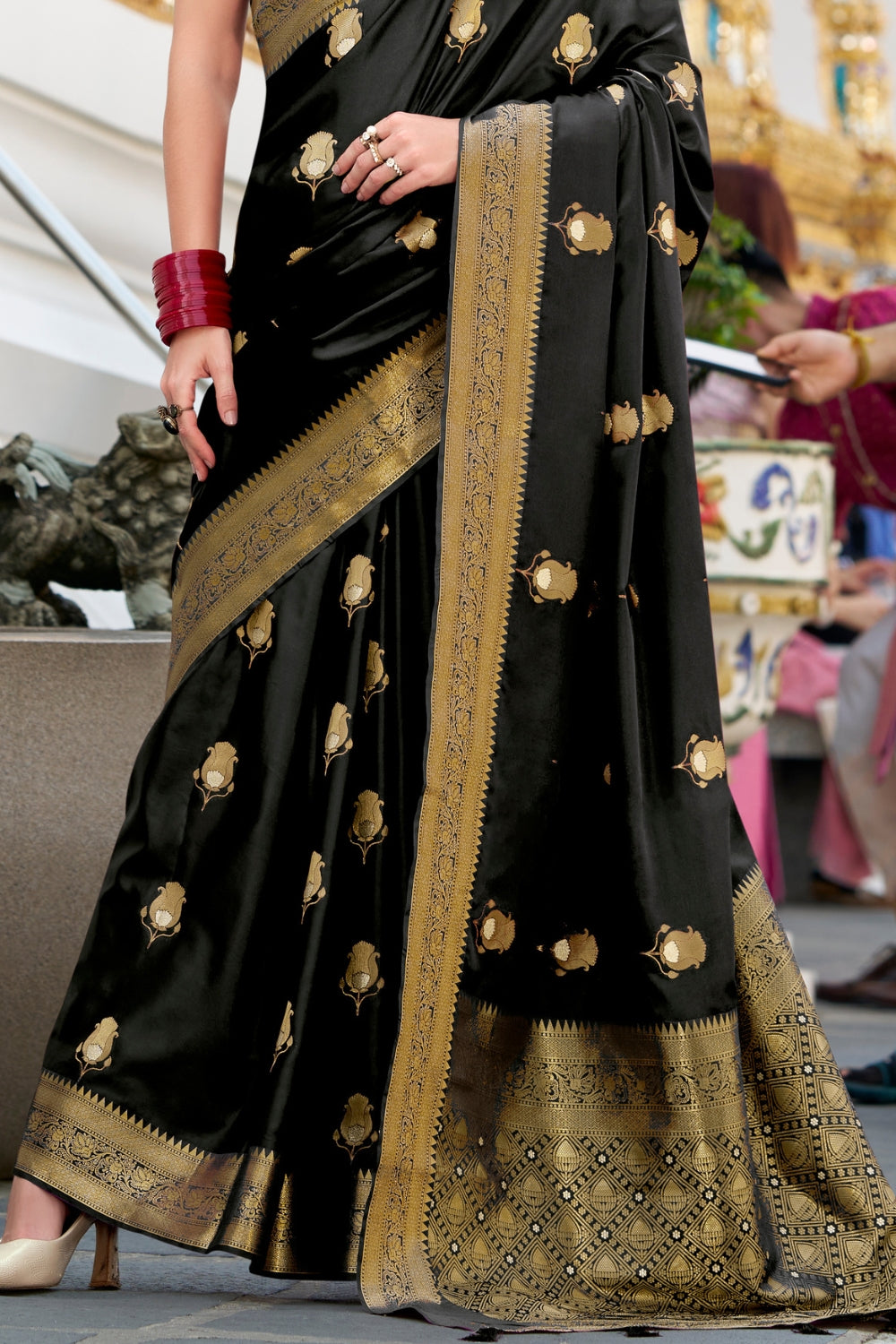 Black Sattin Silk Saree