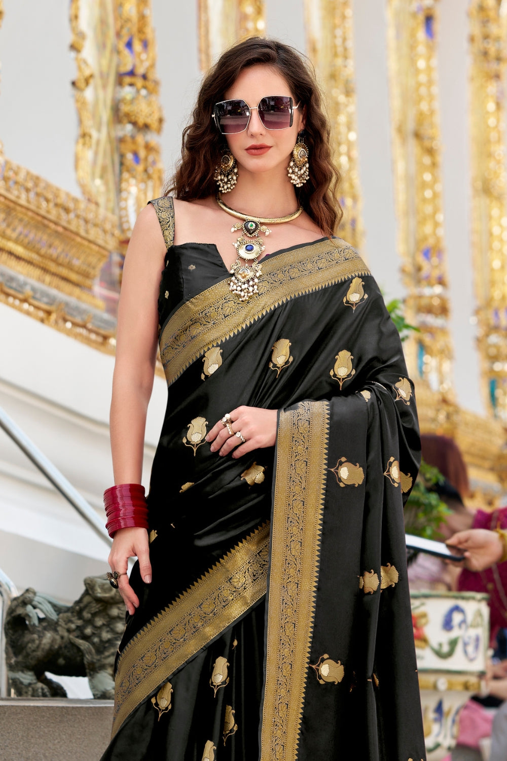 Black Sattin Silk Saree