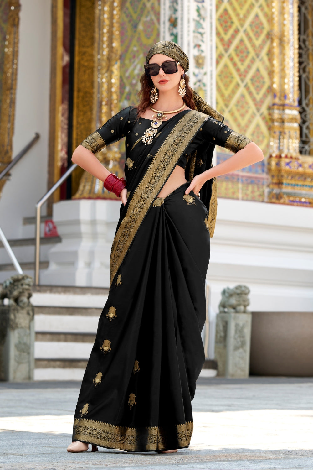 Black Sattin Silk Saree