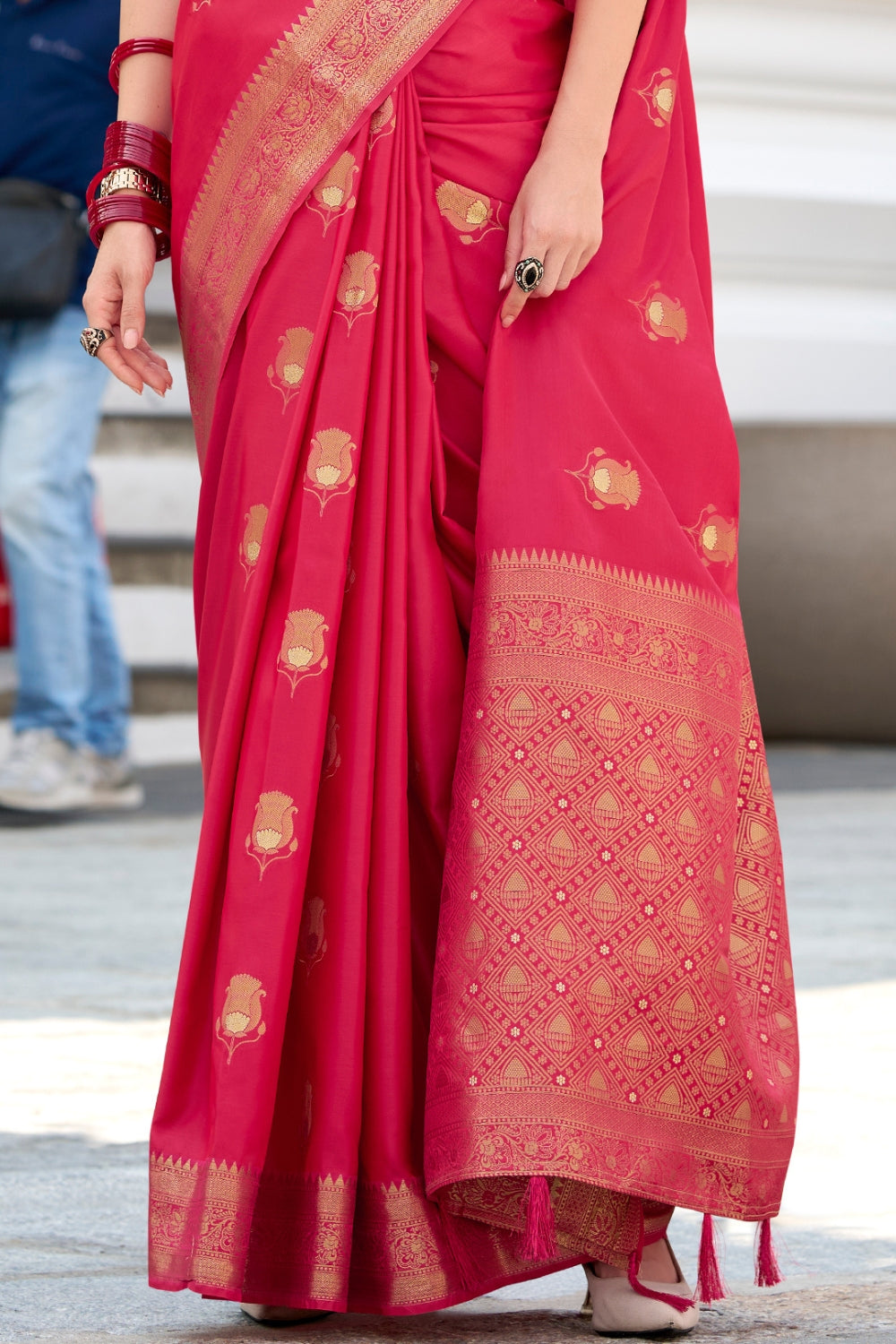Red Sattin Silk Saree