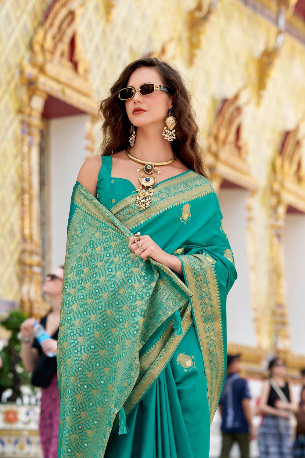 Green Sattin Silk Saree