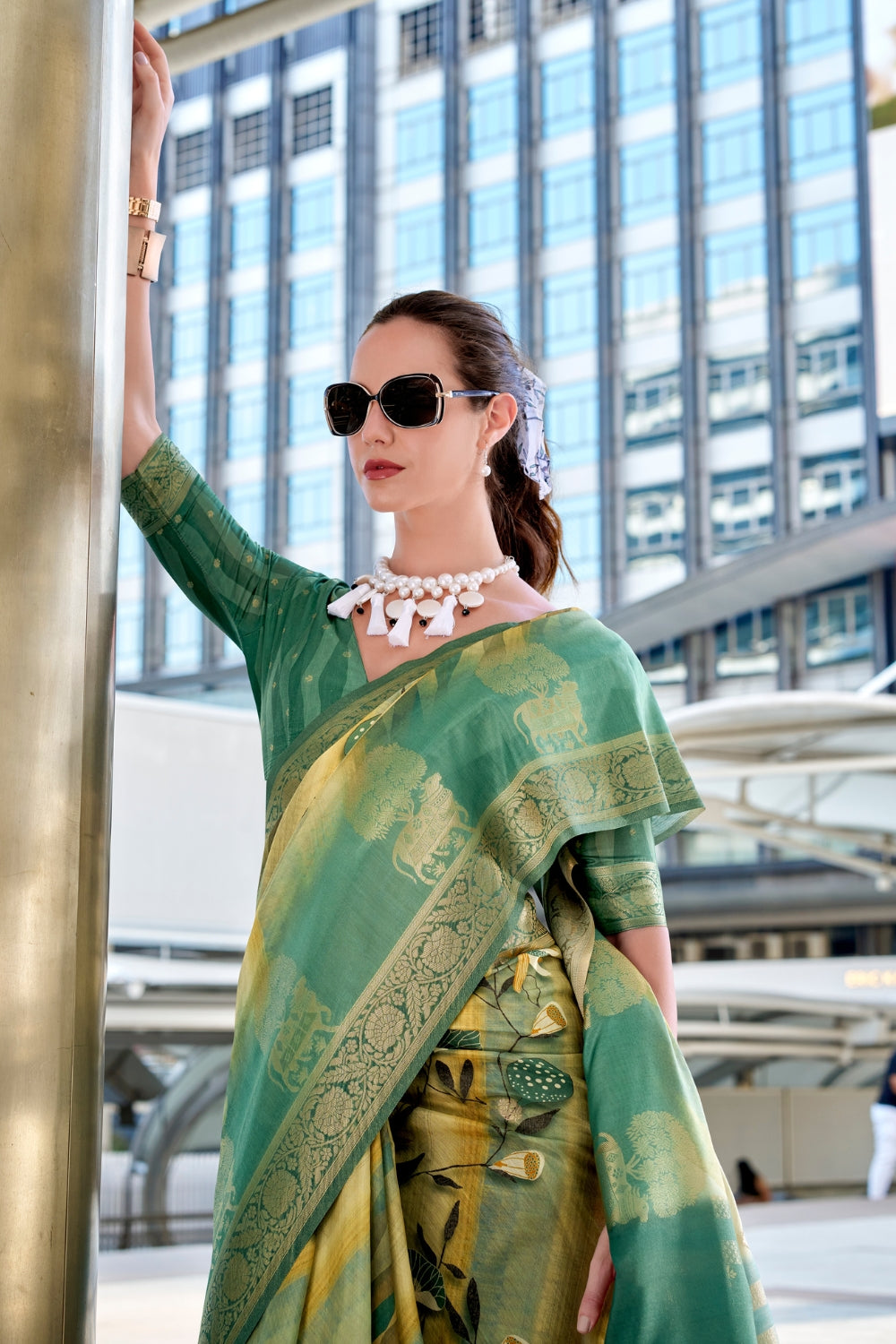 Multicolour Modal Silk Digital Print Saree