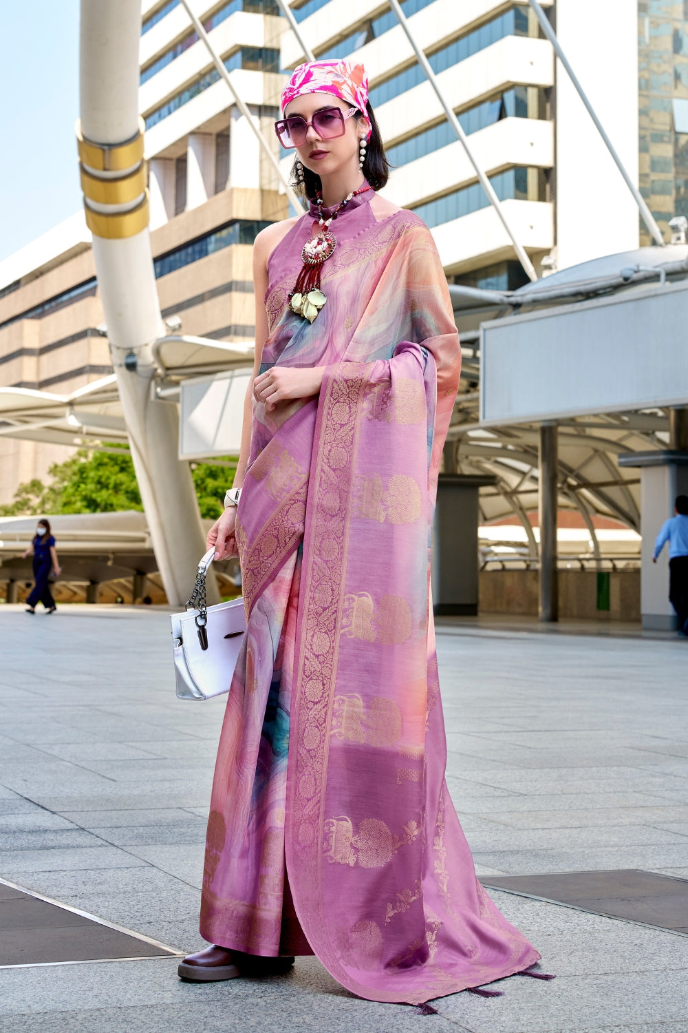 Multicolour Modal Silk Digital Print Saree