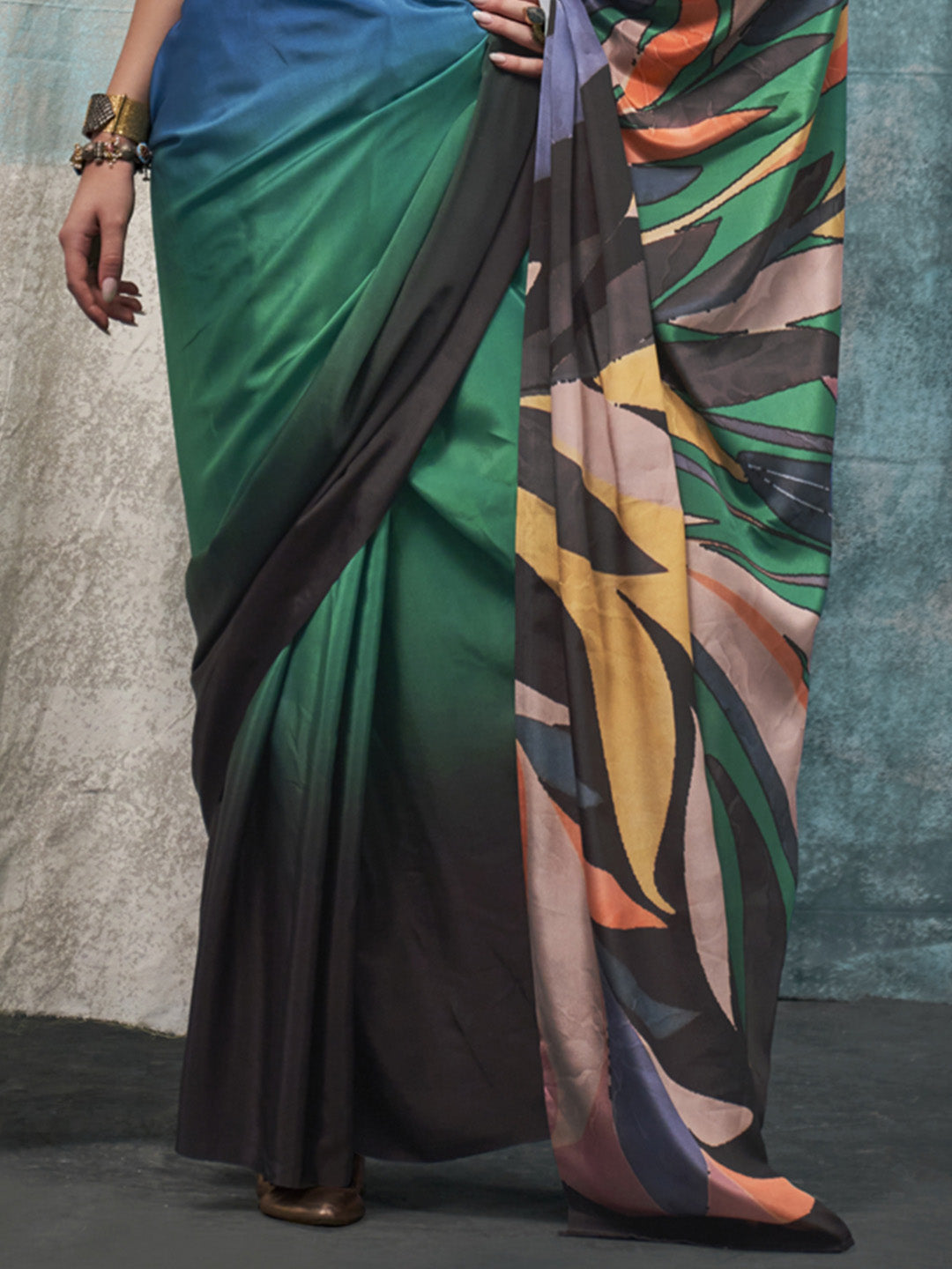 Multi Color Printed Party Wear Silk Saree