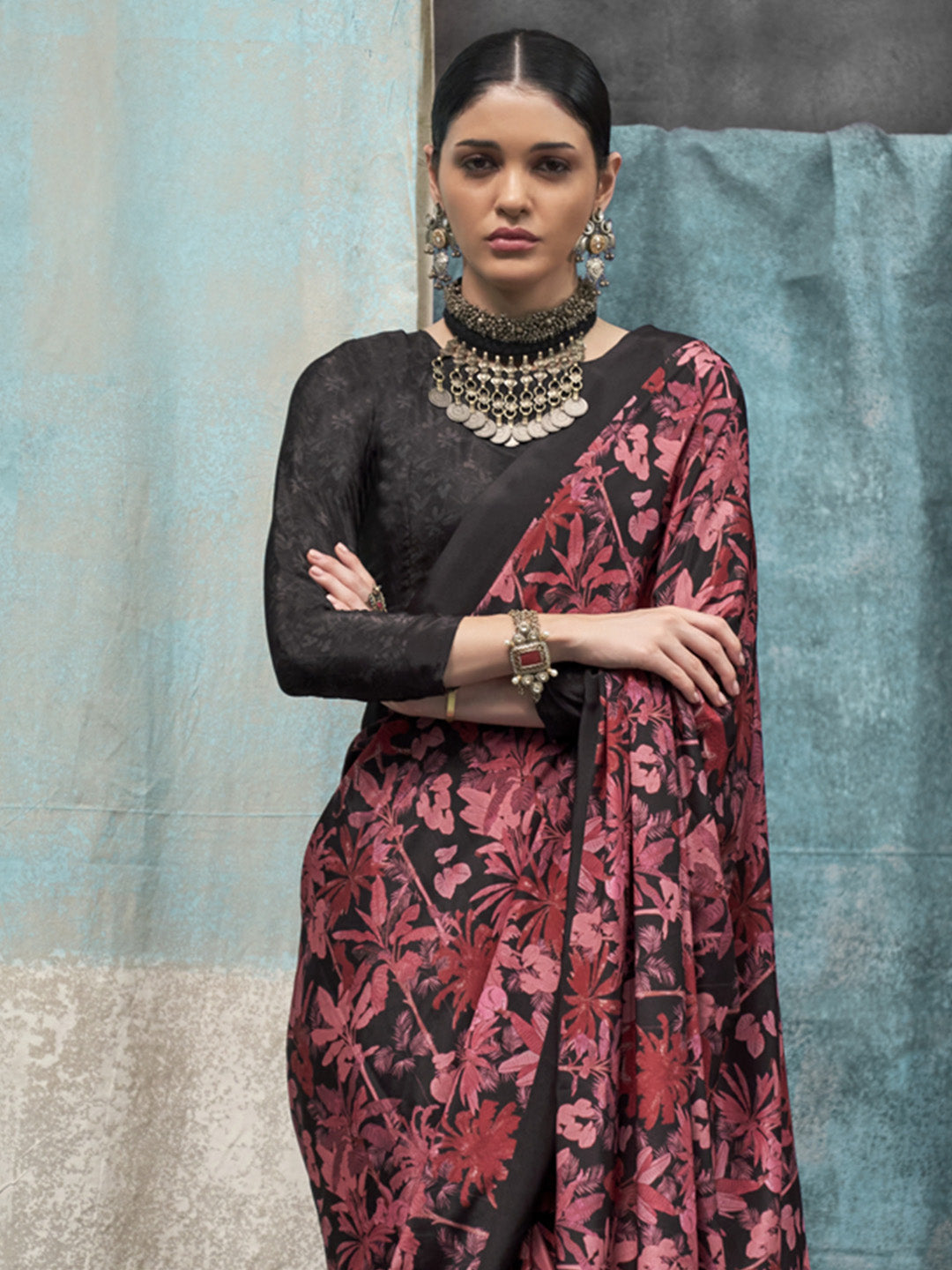 Multi Color Printed Party Wear Silk Saree