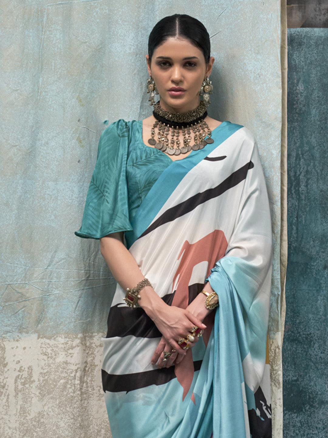 Multi Color Printed Party Wear Silk Saree