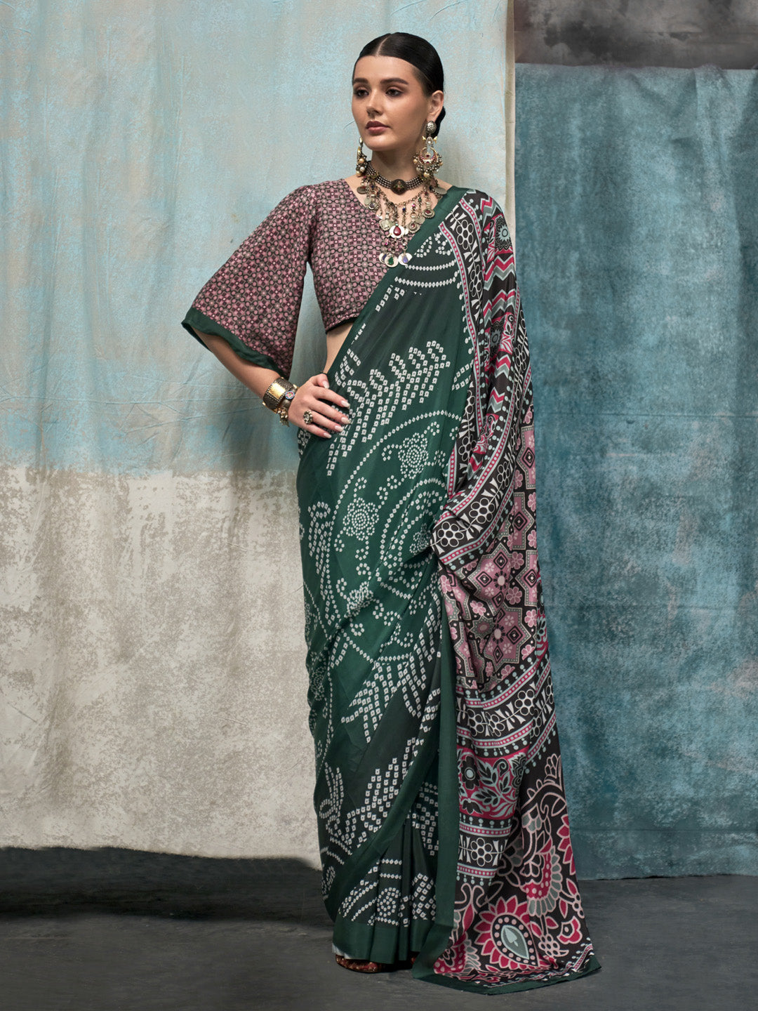 Multi Color Printed Party Wear Silk Saree