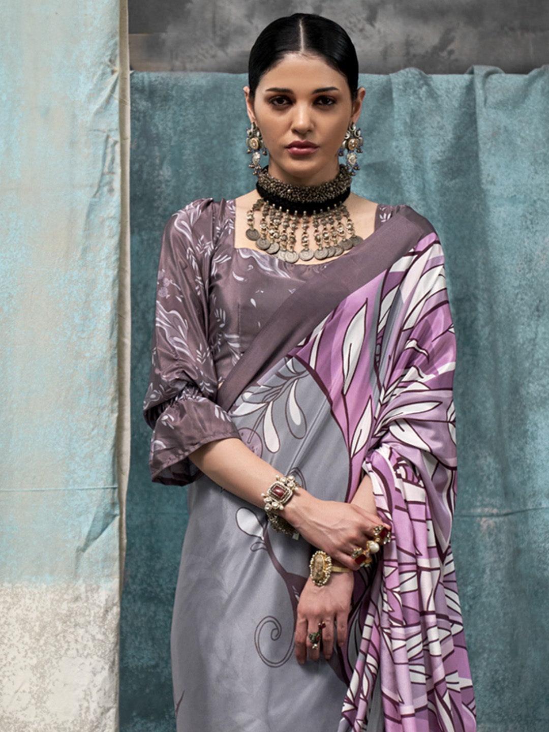 Multi Color Printed Party Wear Silk Saree