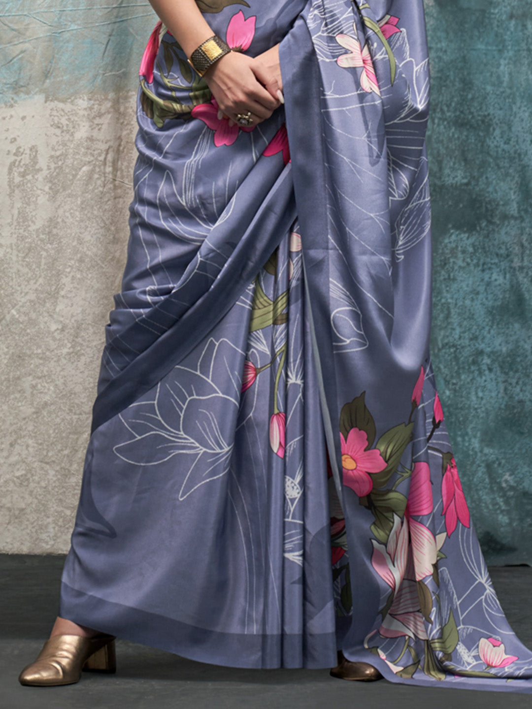 Multi Color Printed Party Wear Silk Saree