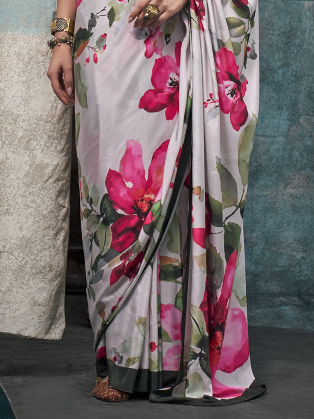 Multi Color Printed Party Wear Silk Saree