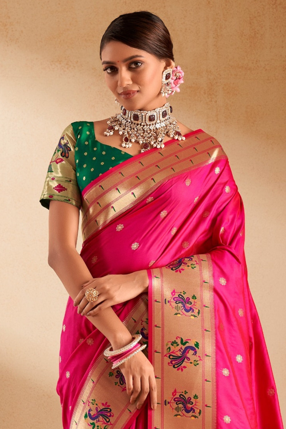 Pink Soft Paithani Saree