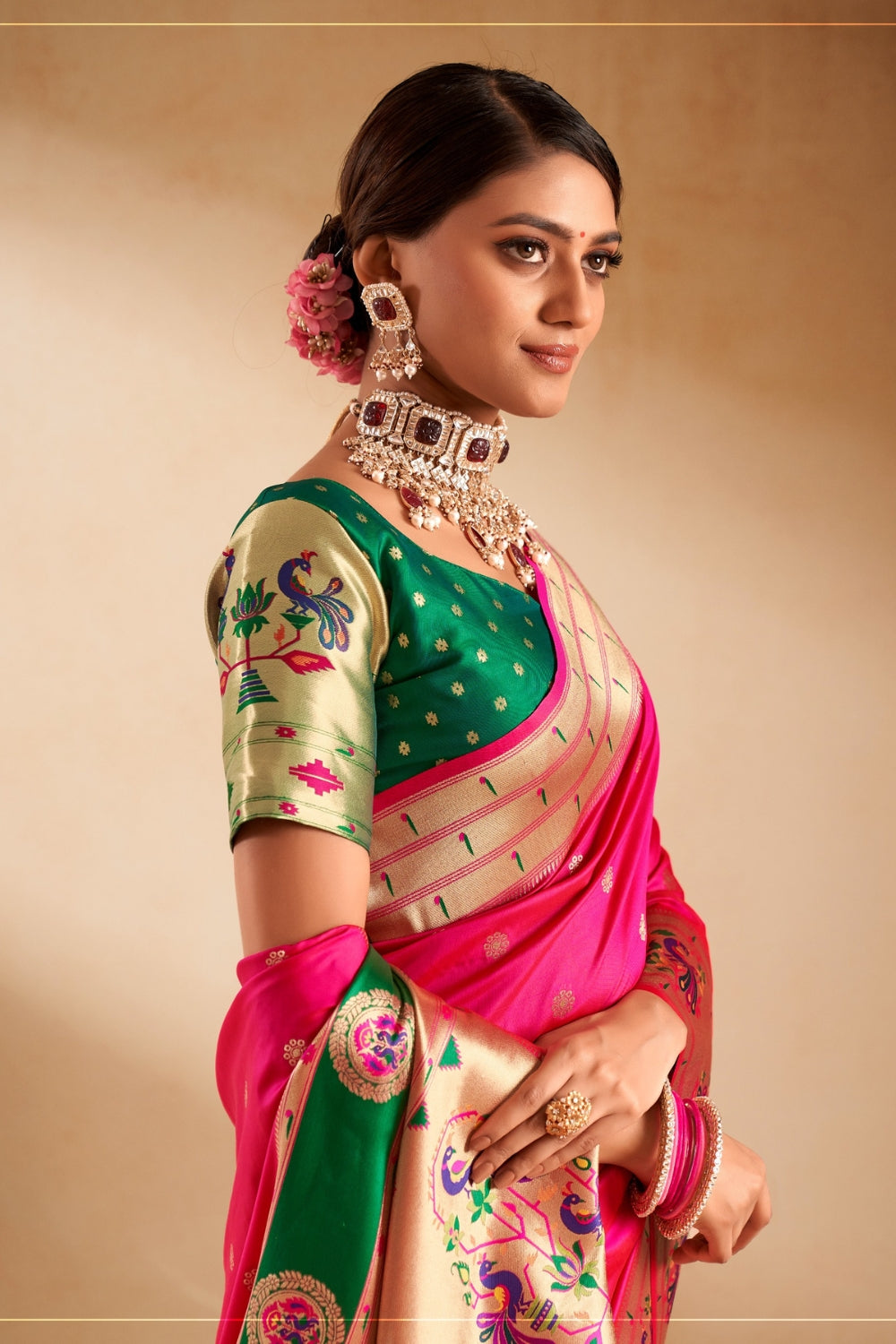 Pink Soft Paithani Saree