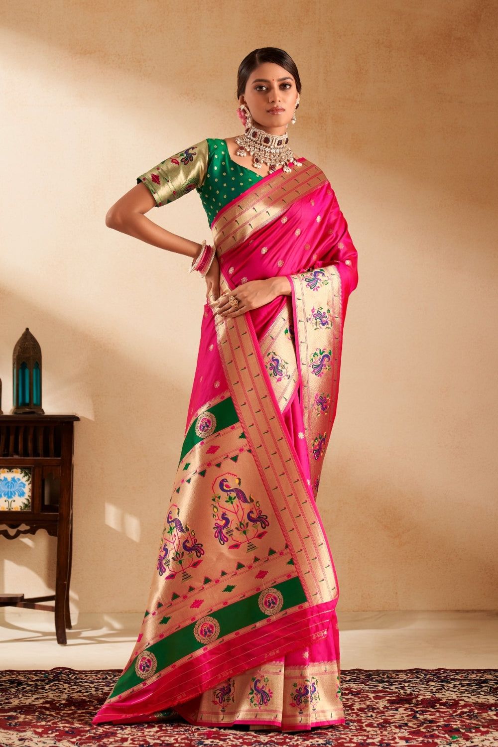 Pink Soft Paithani Saree