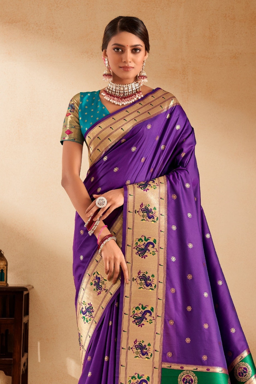 Purple Soft Paithani Saree