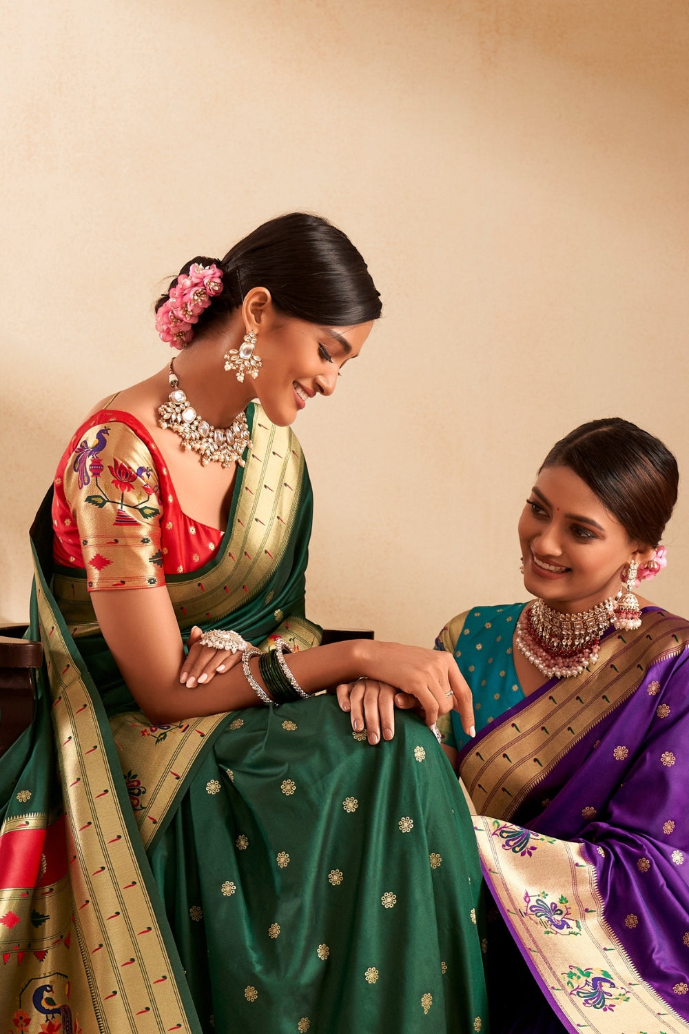 Dark Green Soft Paithani Saree