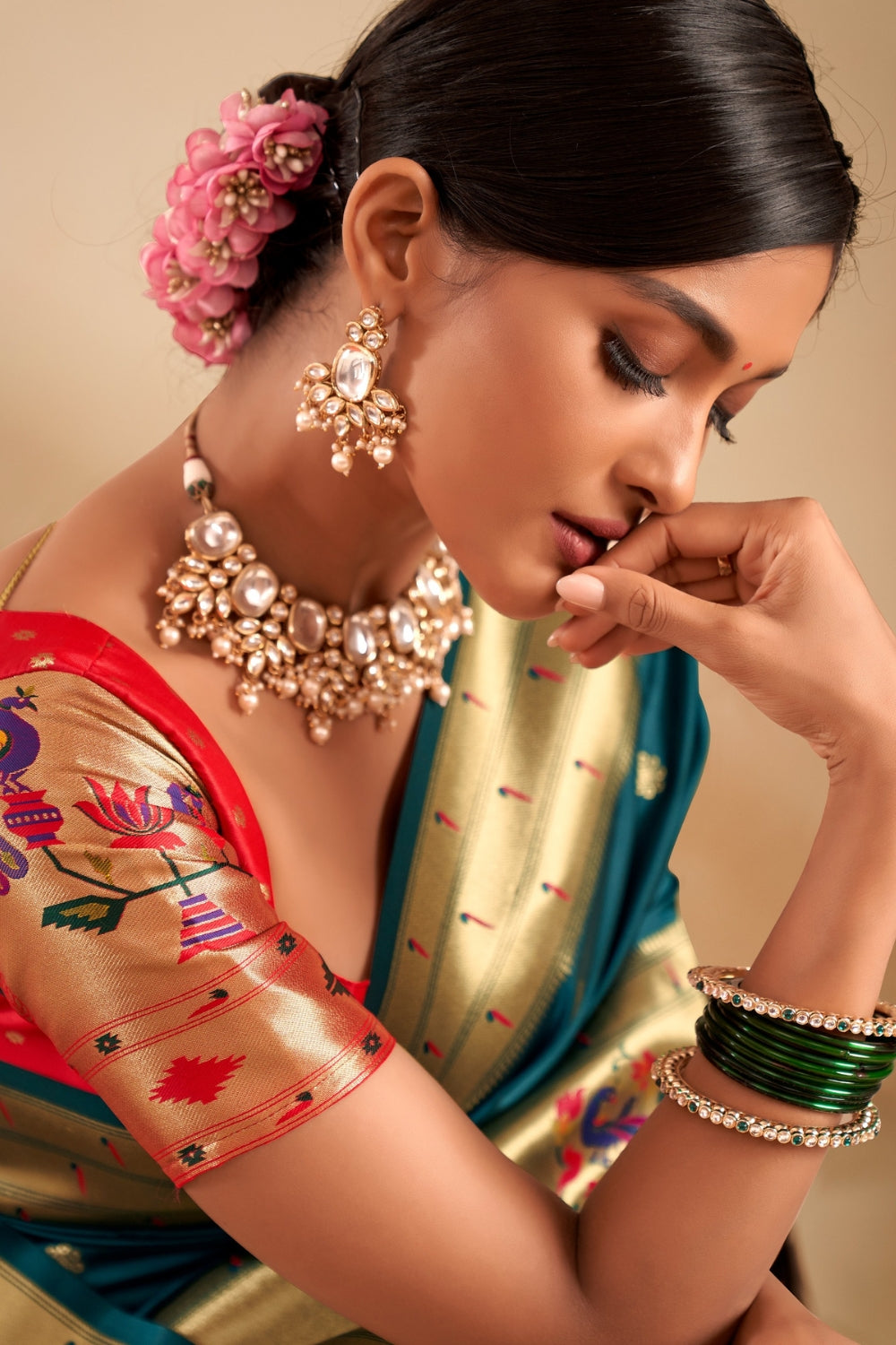 Dark Green Soft Paithani Saree