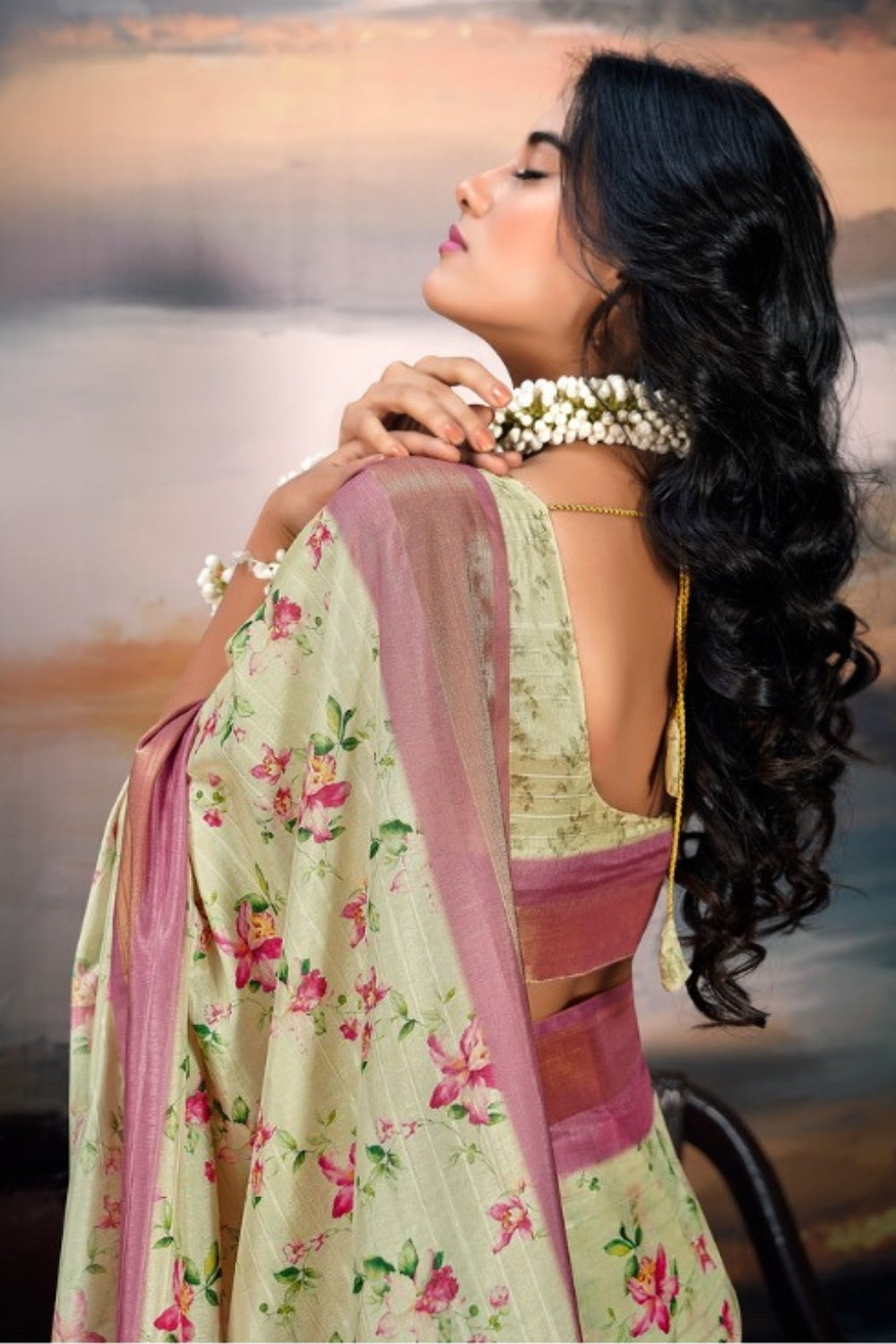 Lime Green Pure Cotton Silk Saree