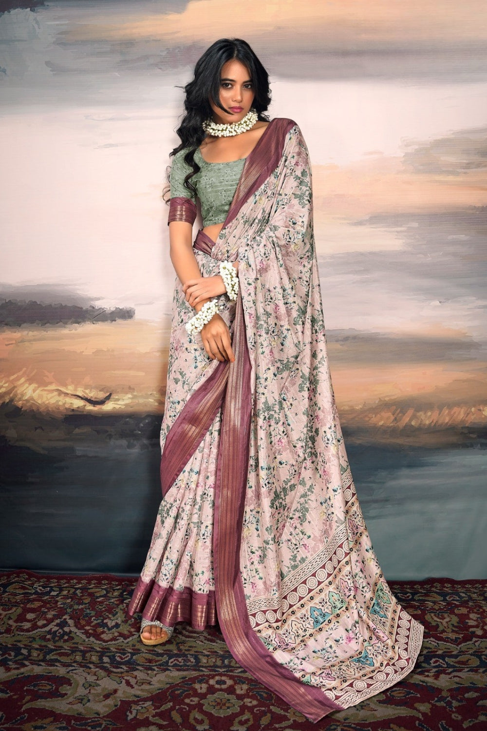 Beige Pure Cotton Silk Saree