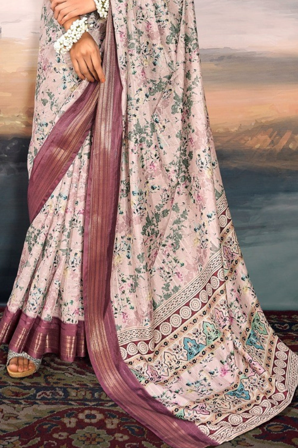 Beige Pure Cotton Silk Saree