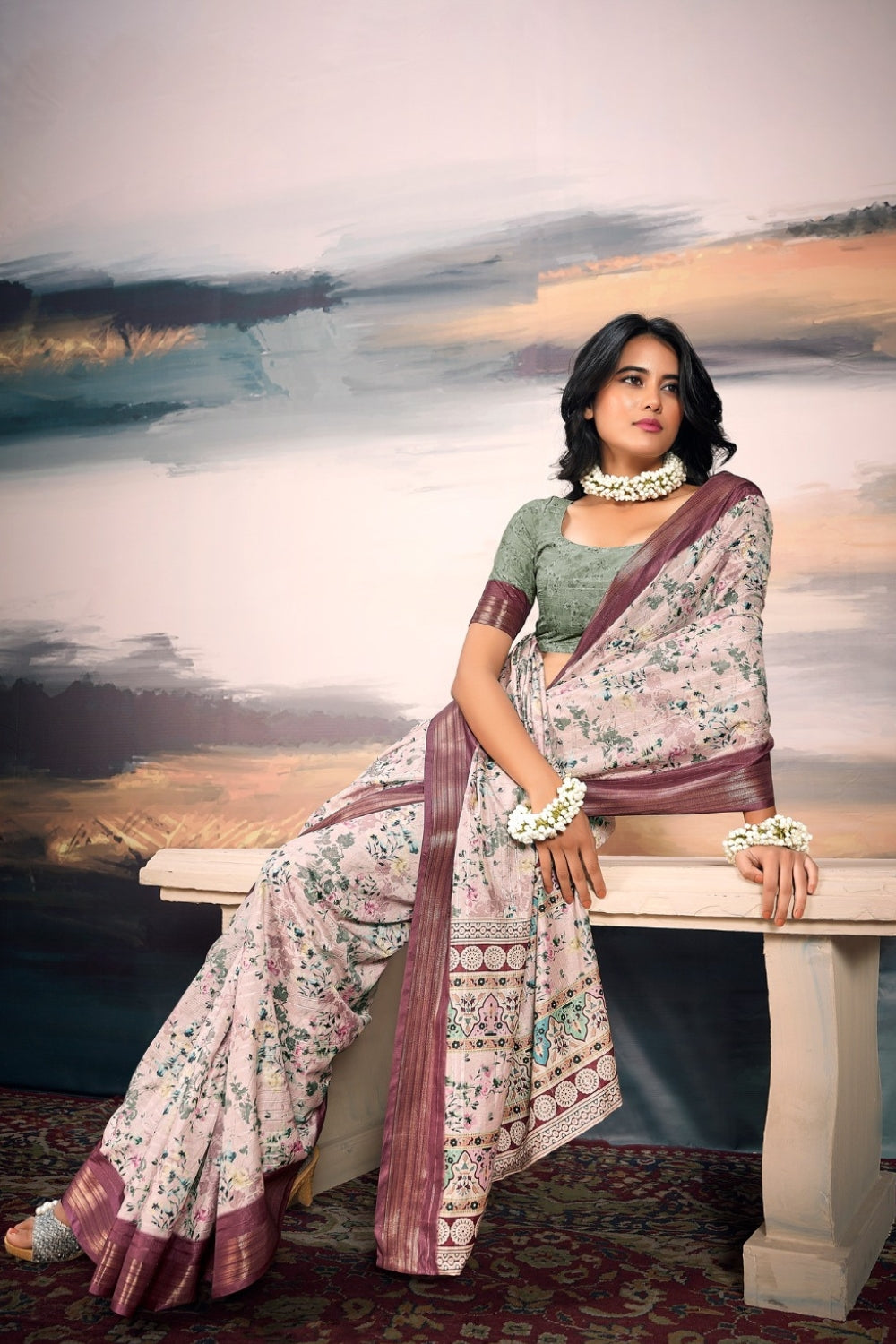 Beige Pure Cotton Silk Saree