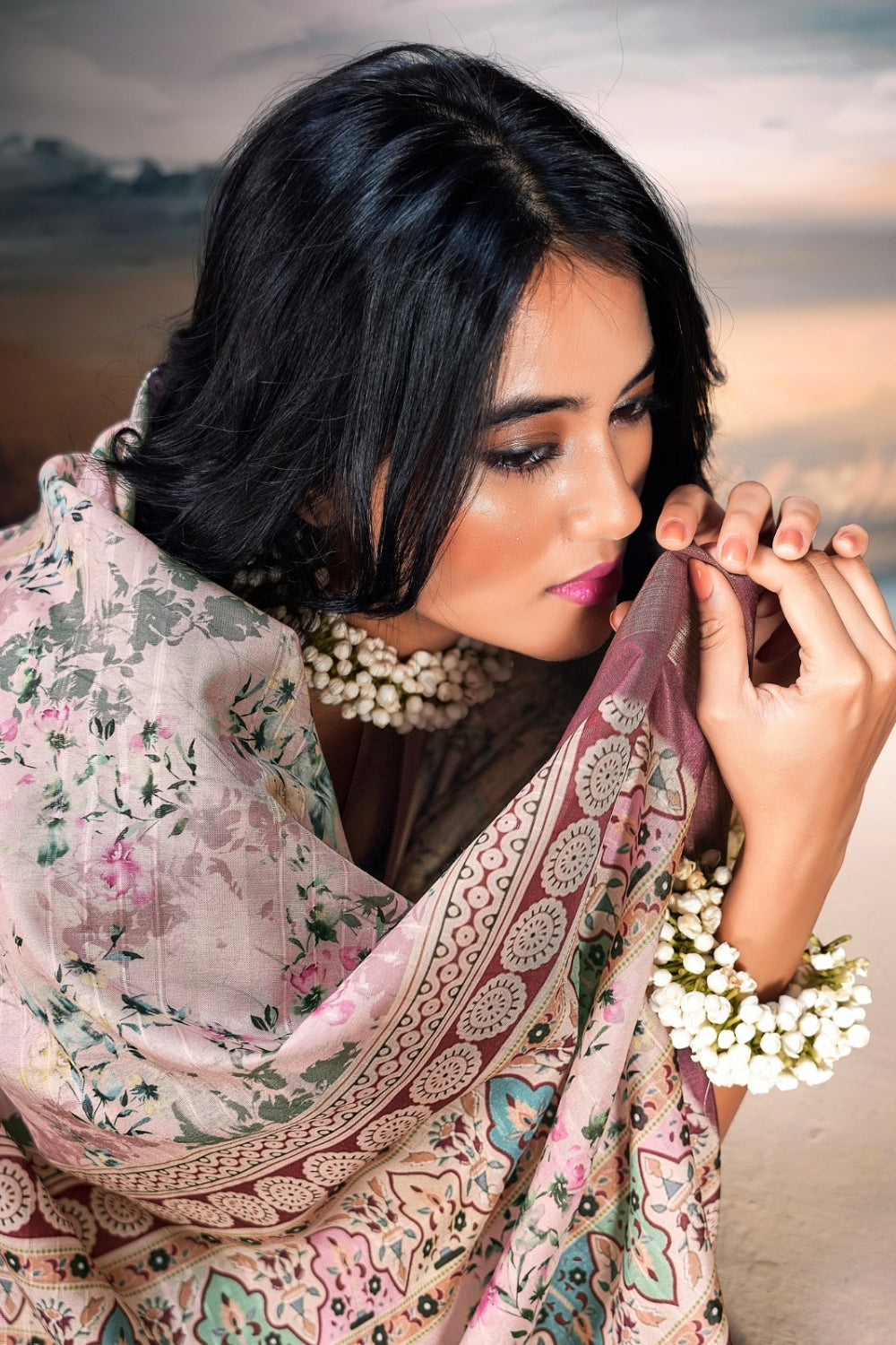 Beige Pure Cotton Silk Saree