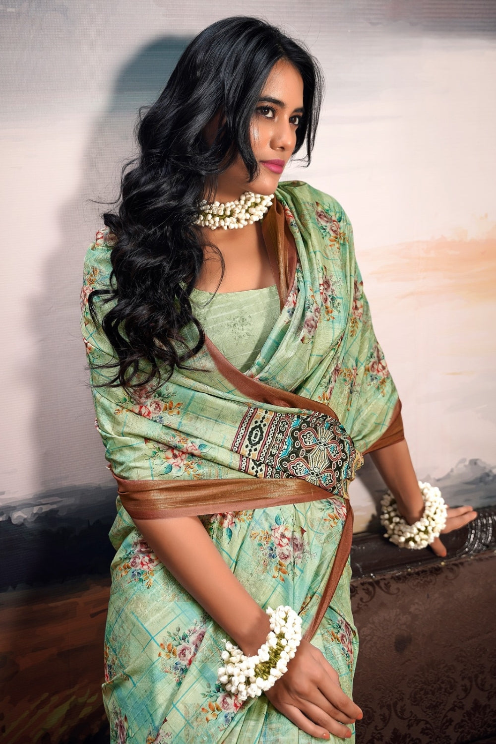 Sea Green Pure Cotton Silk Saree
