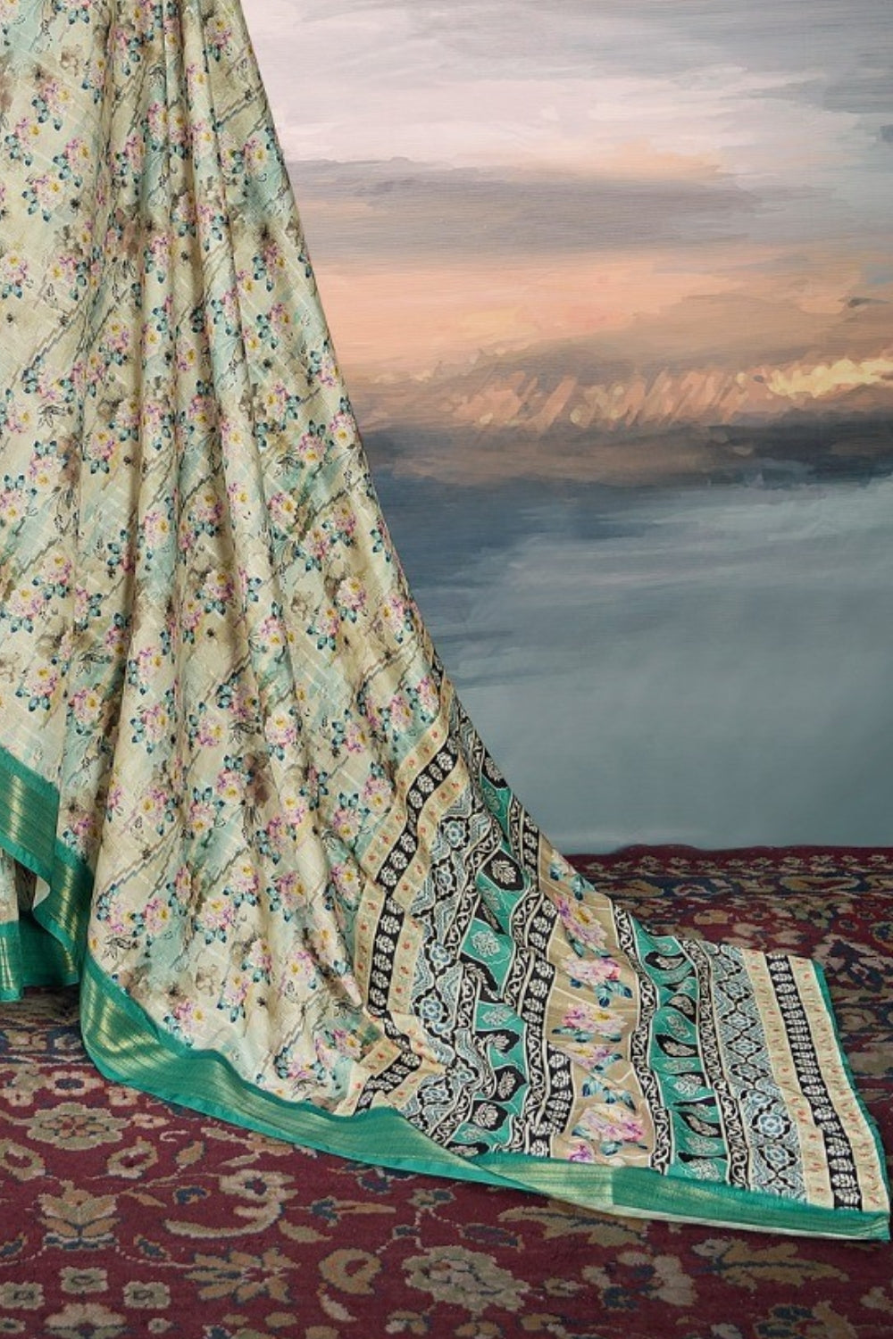 Teal Pure Cotton Silk Saree