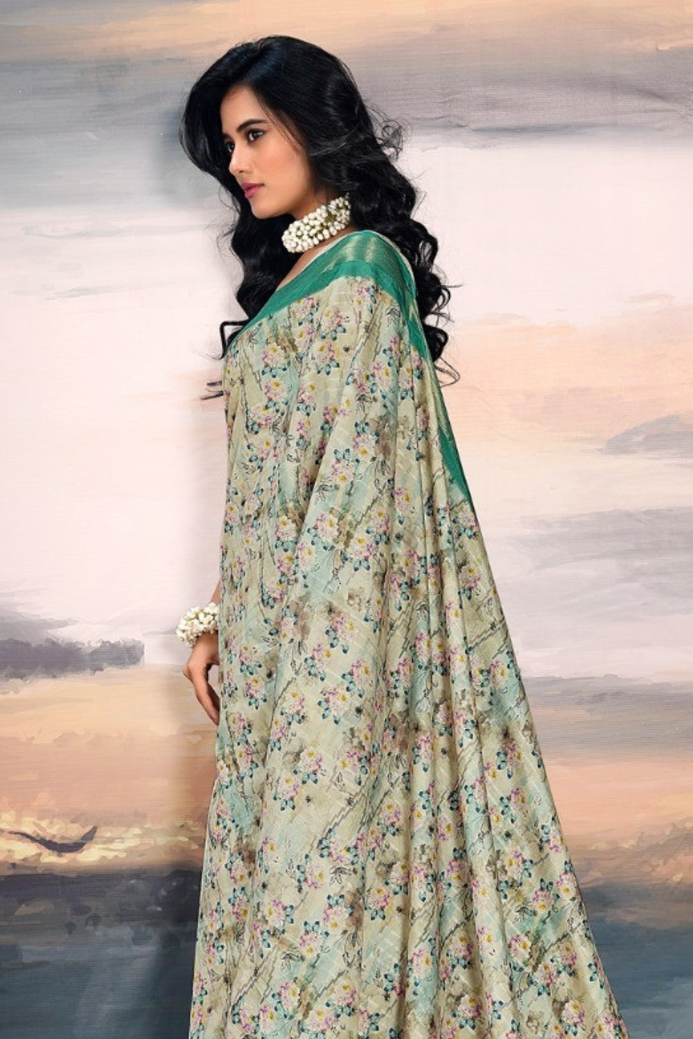 Teal Pure Cotton Silk Saree