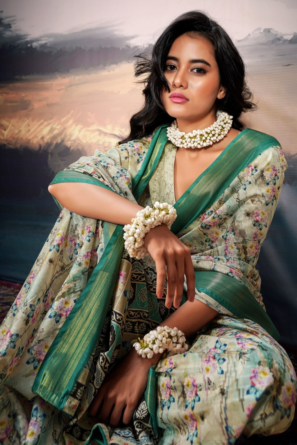 Teal Pure Cotton Silk Saree