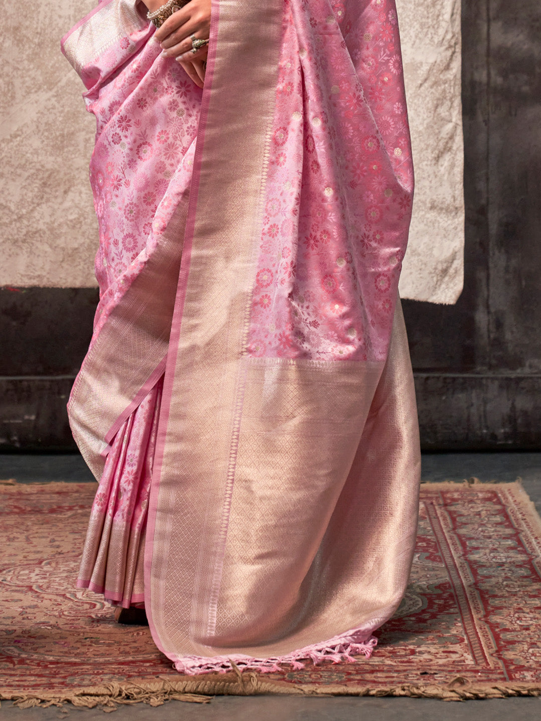 Pink Satin Saree
