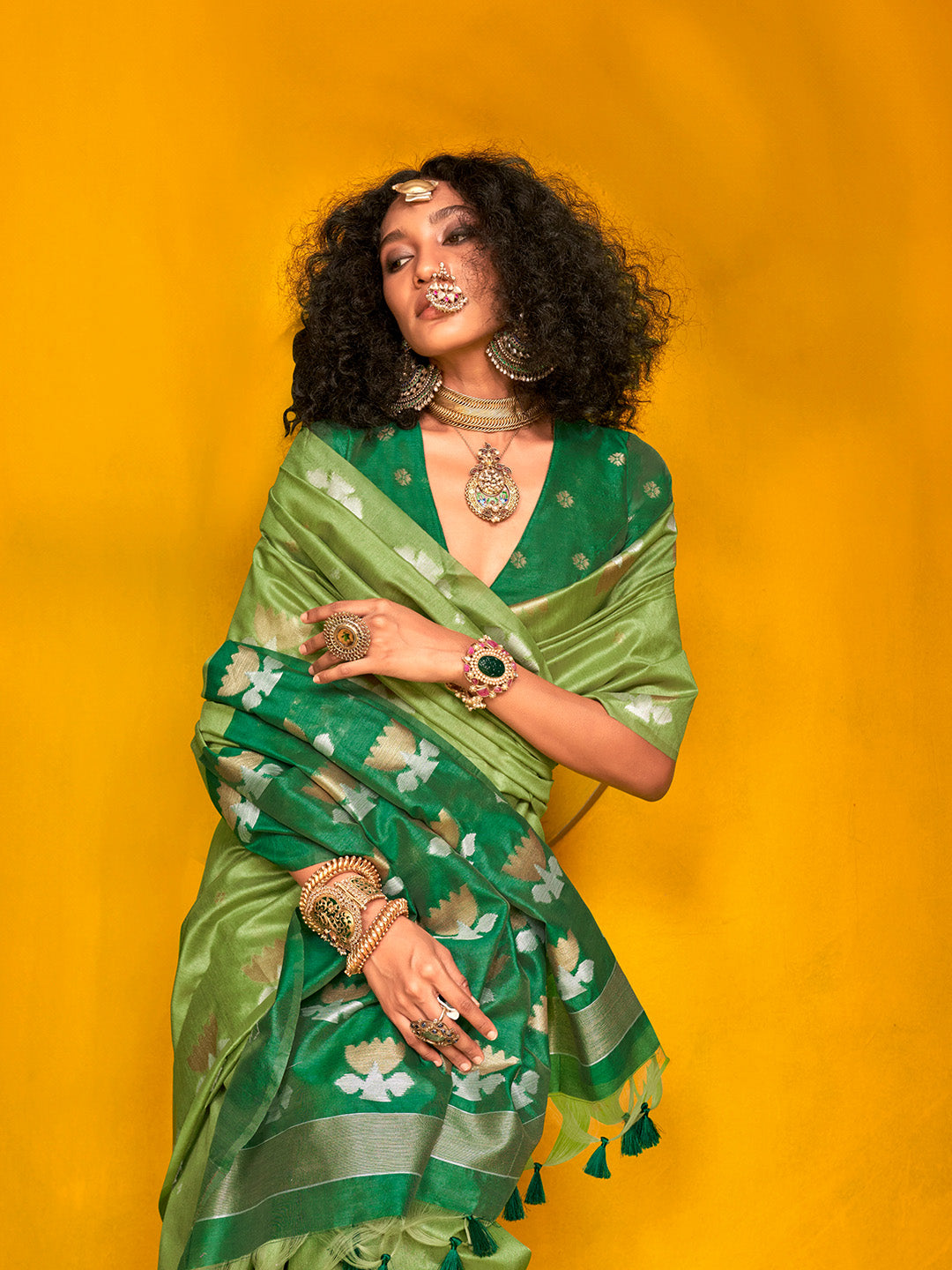 GREEN BANARASI SILK SAREE