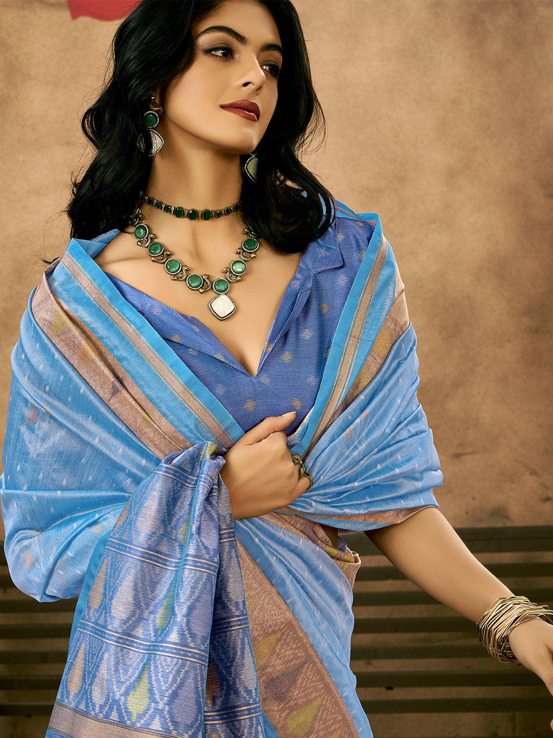 Blue Patola Silk Saree
