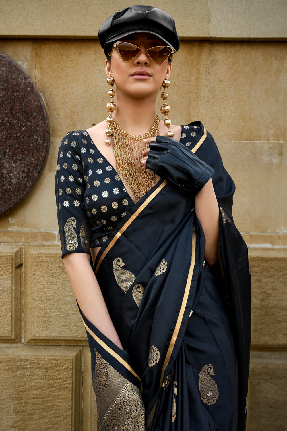 Black Banarasi Silk Saree