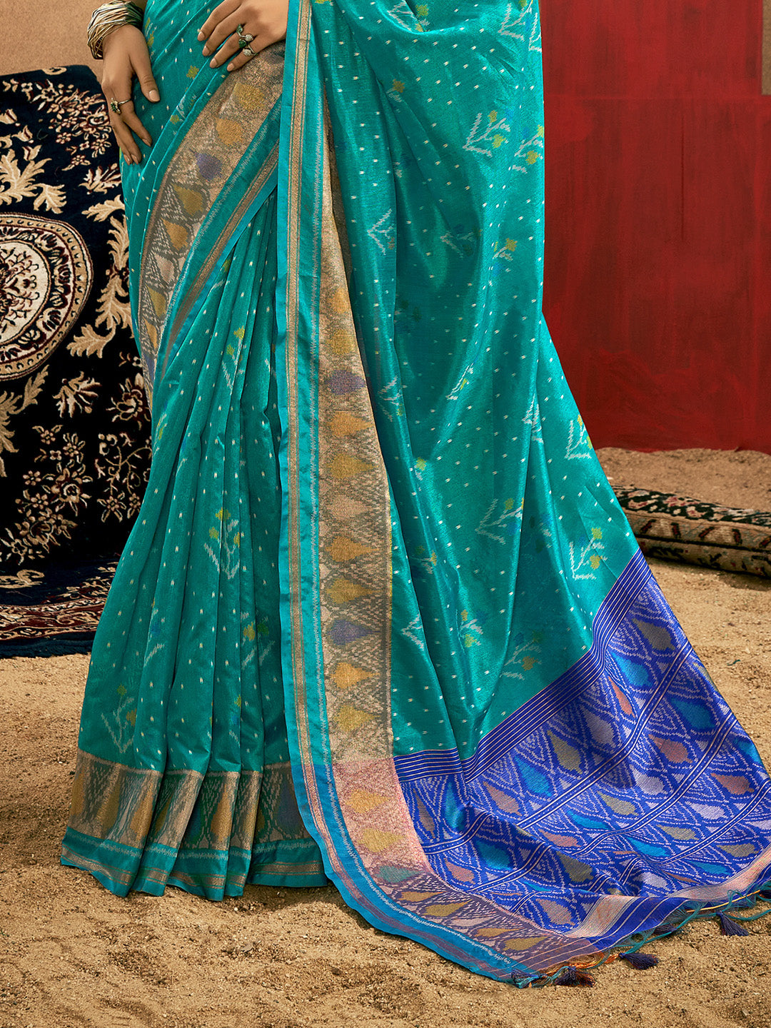 Sky Blue Patola Silk Saree