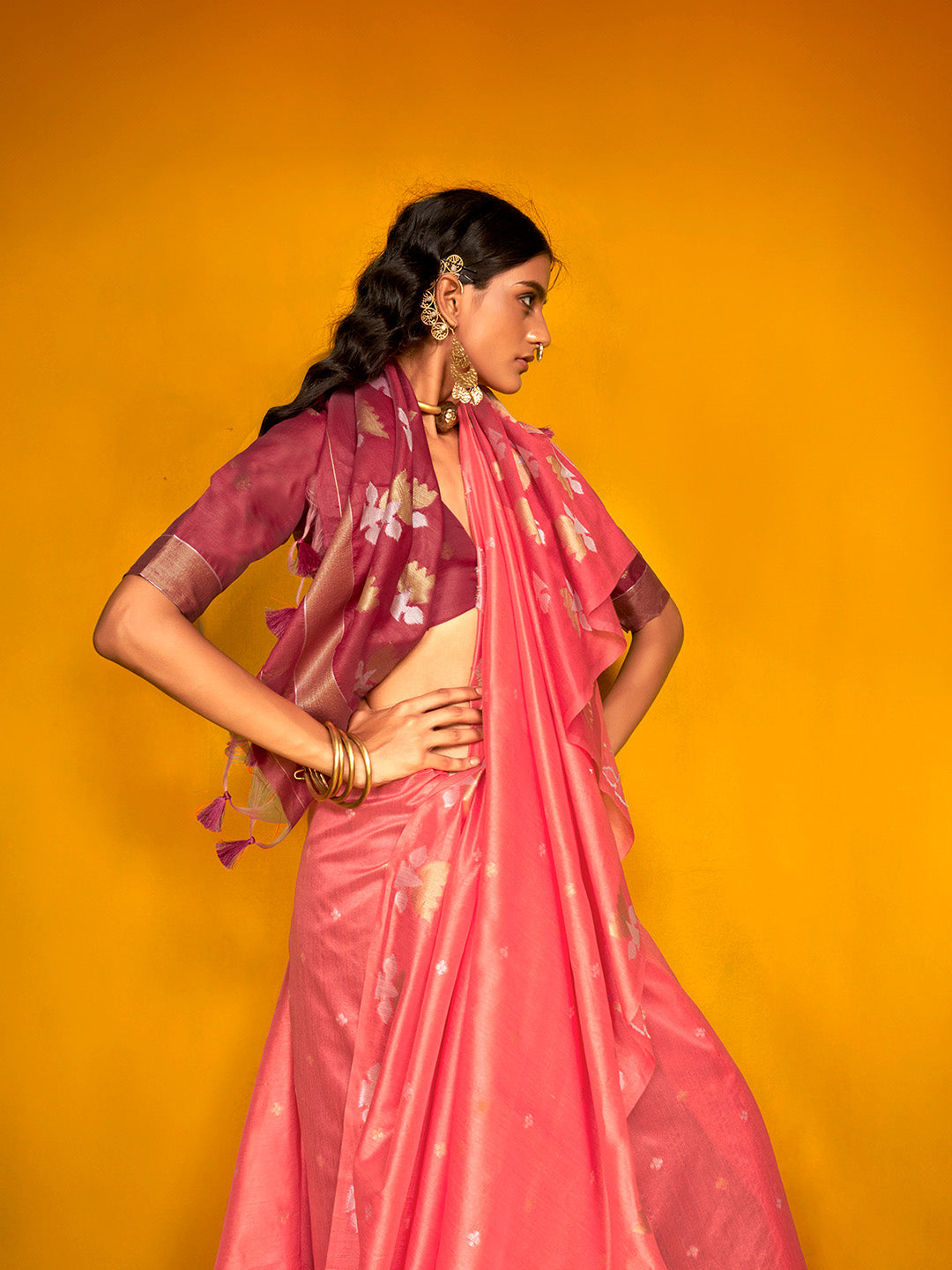 PINK BANARASI SILK SAREE