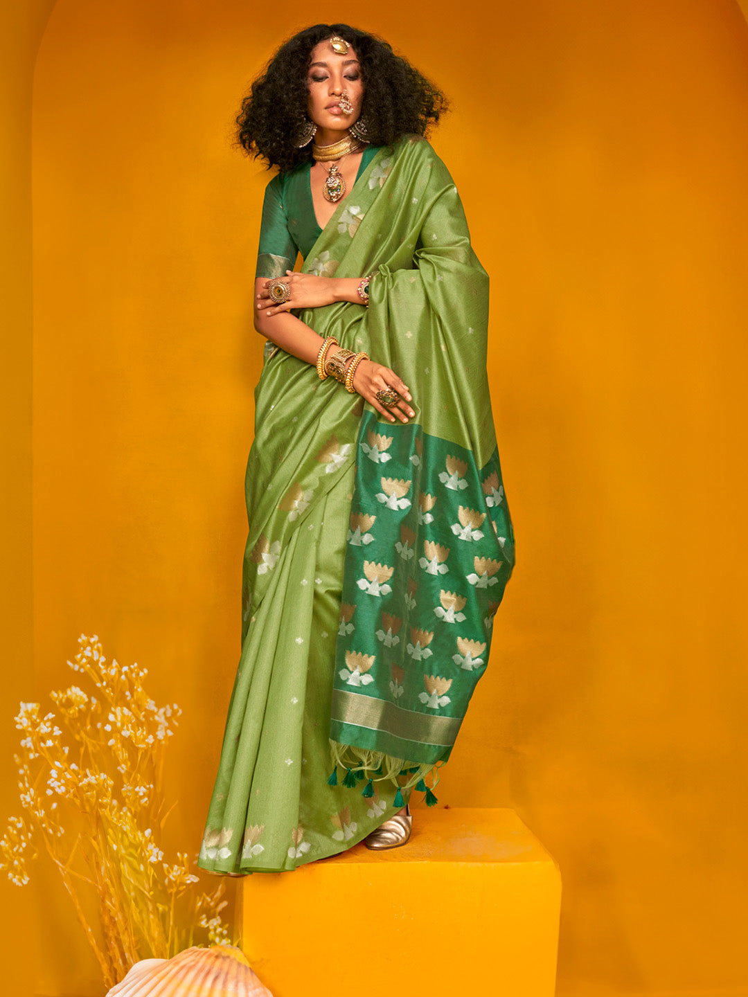GREEN BANARASI SILK SAREE