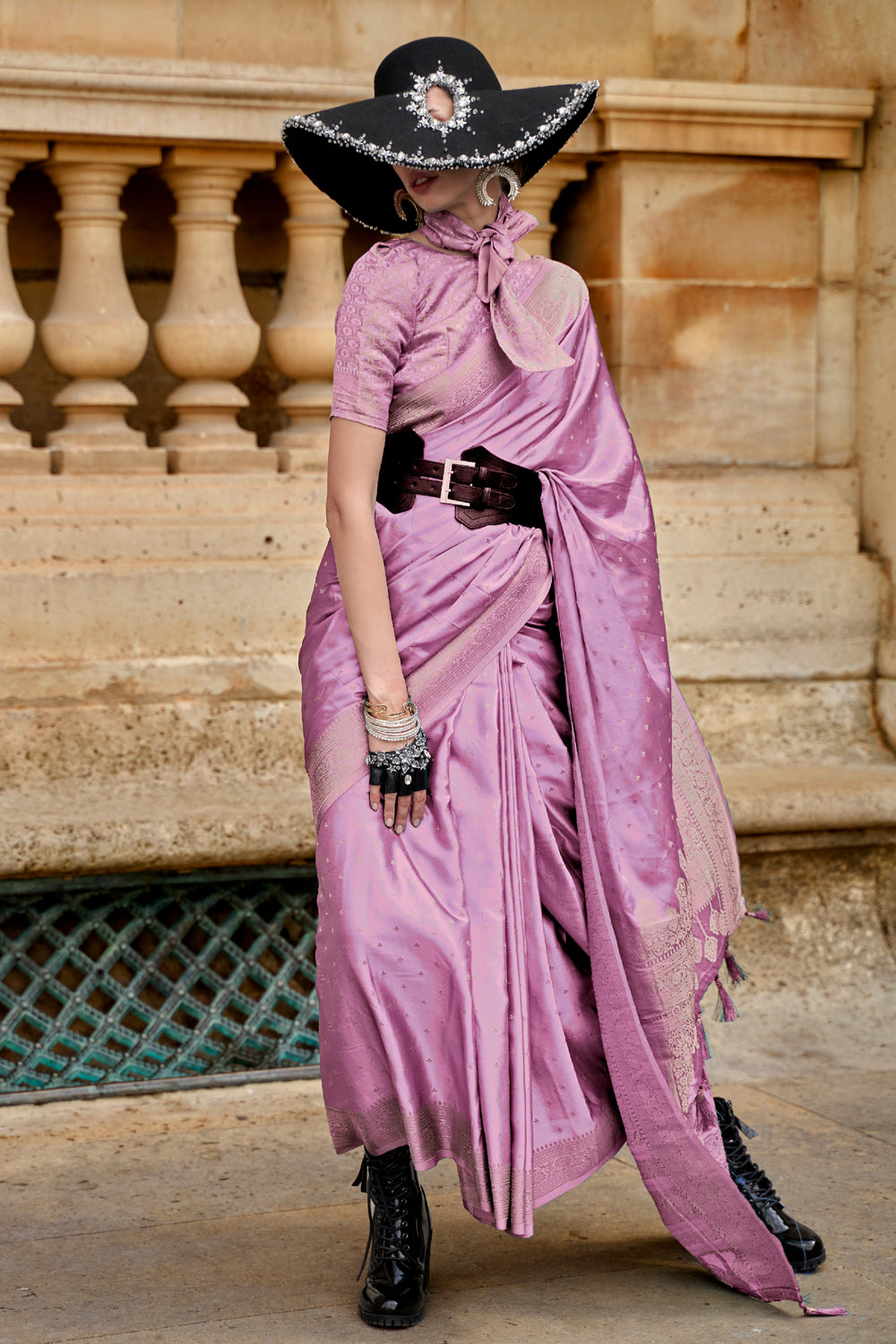 Pink Banarasi Silk Saree