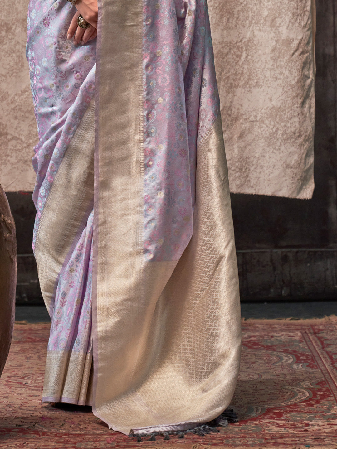 Lavender Satin Saree