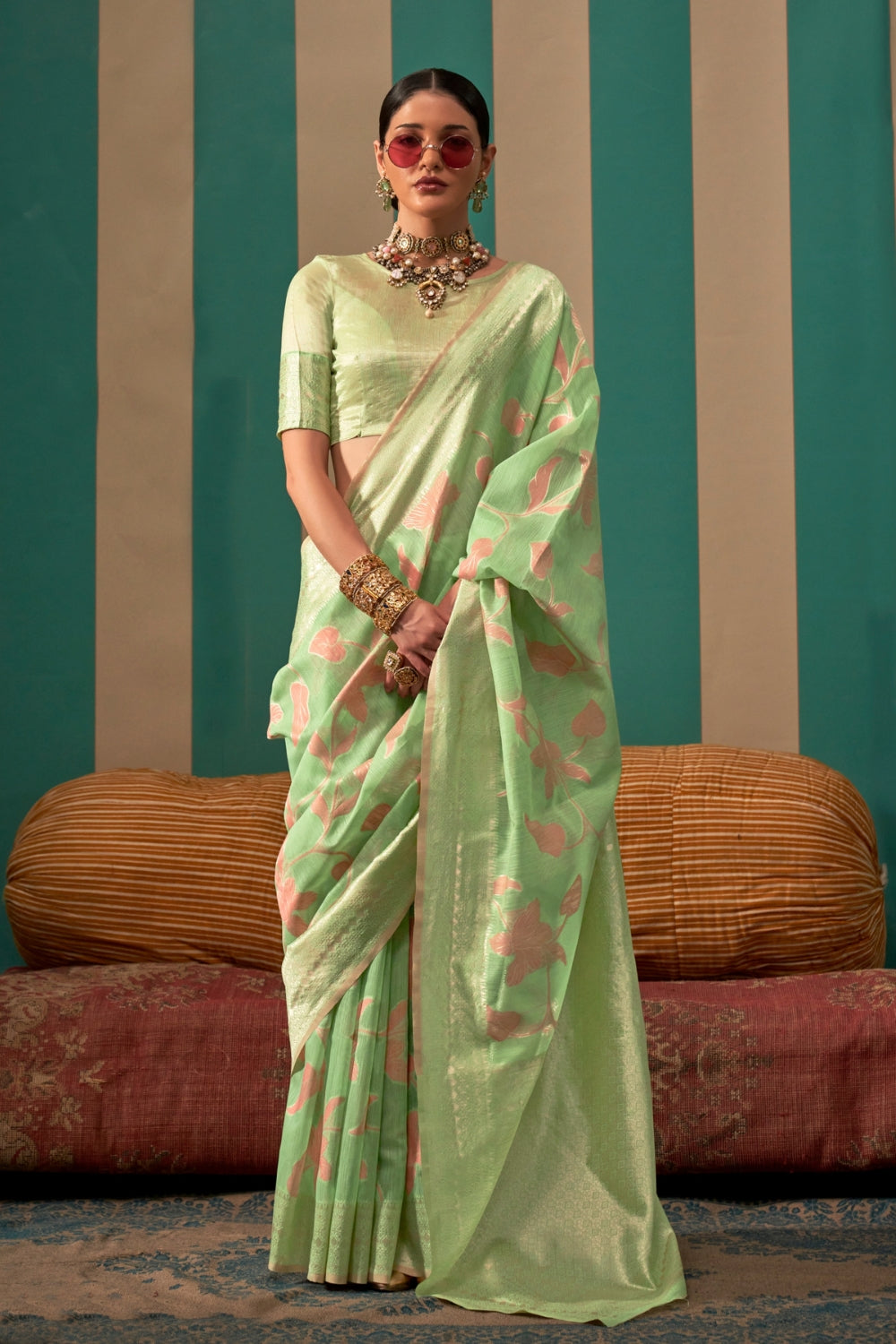 Light Green Linen Saree