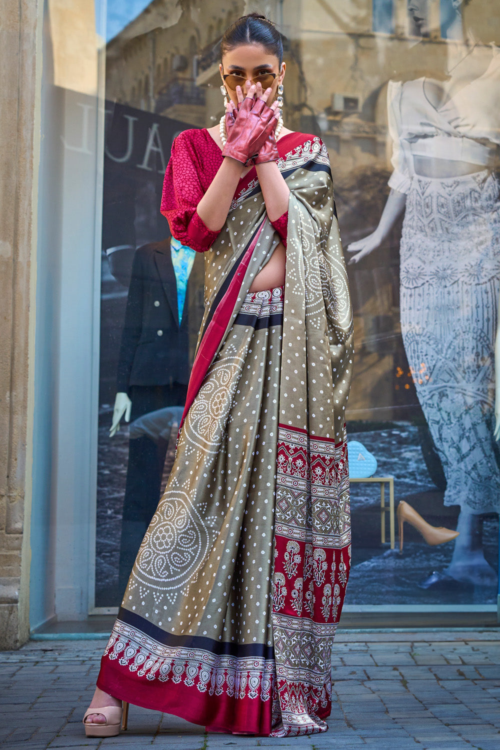 Multicolor Satin Silk Saree