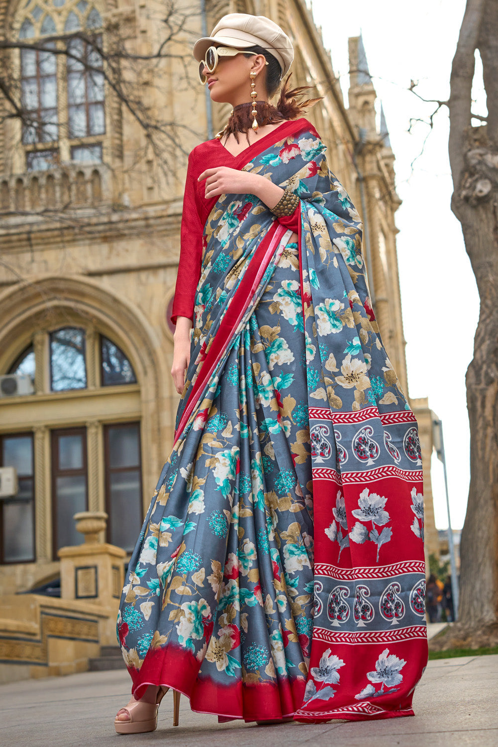 Multicolor Satin Silk Saree
