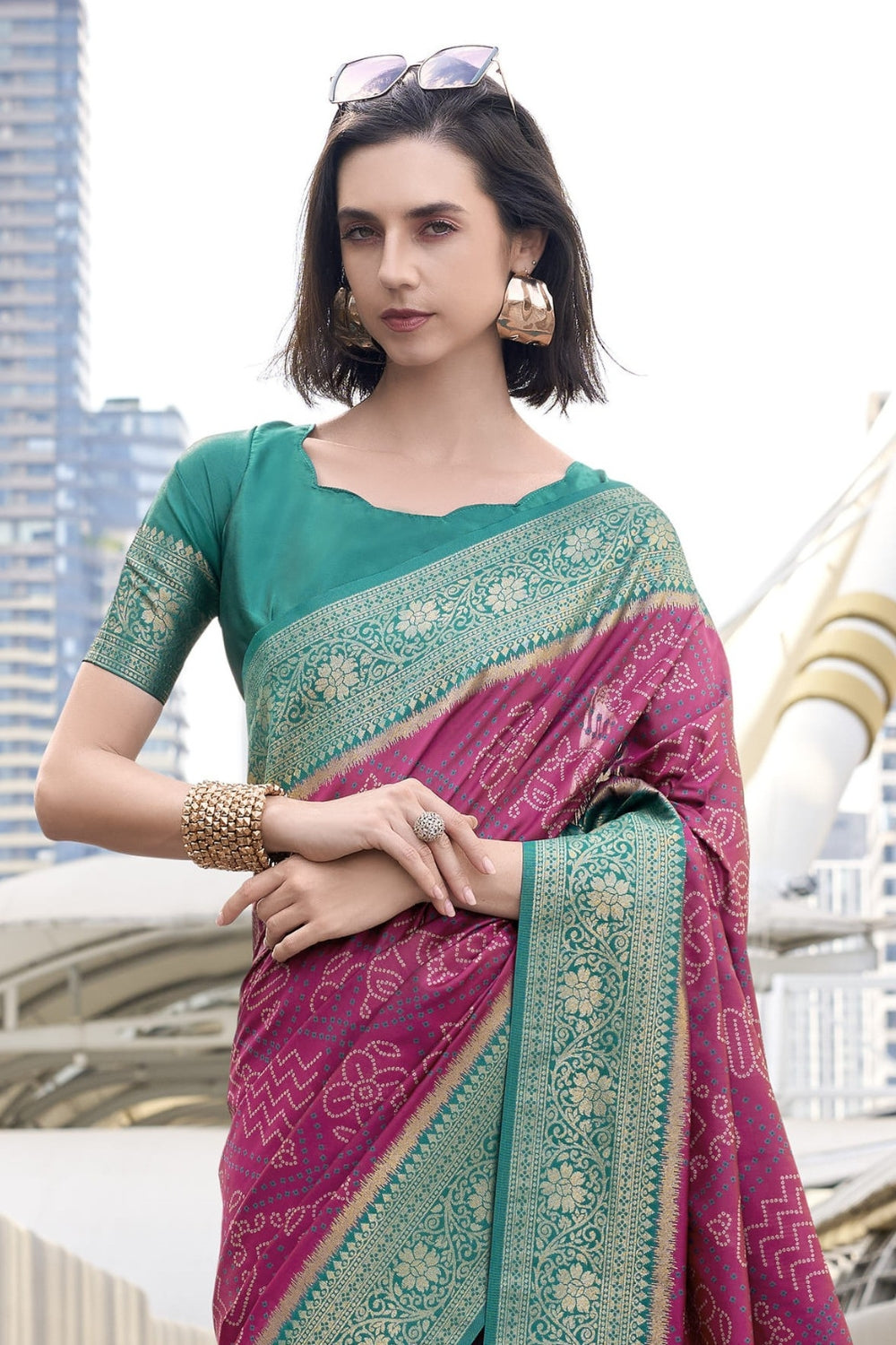 Magenta Badhni Silk Saree