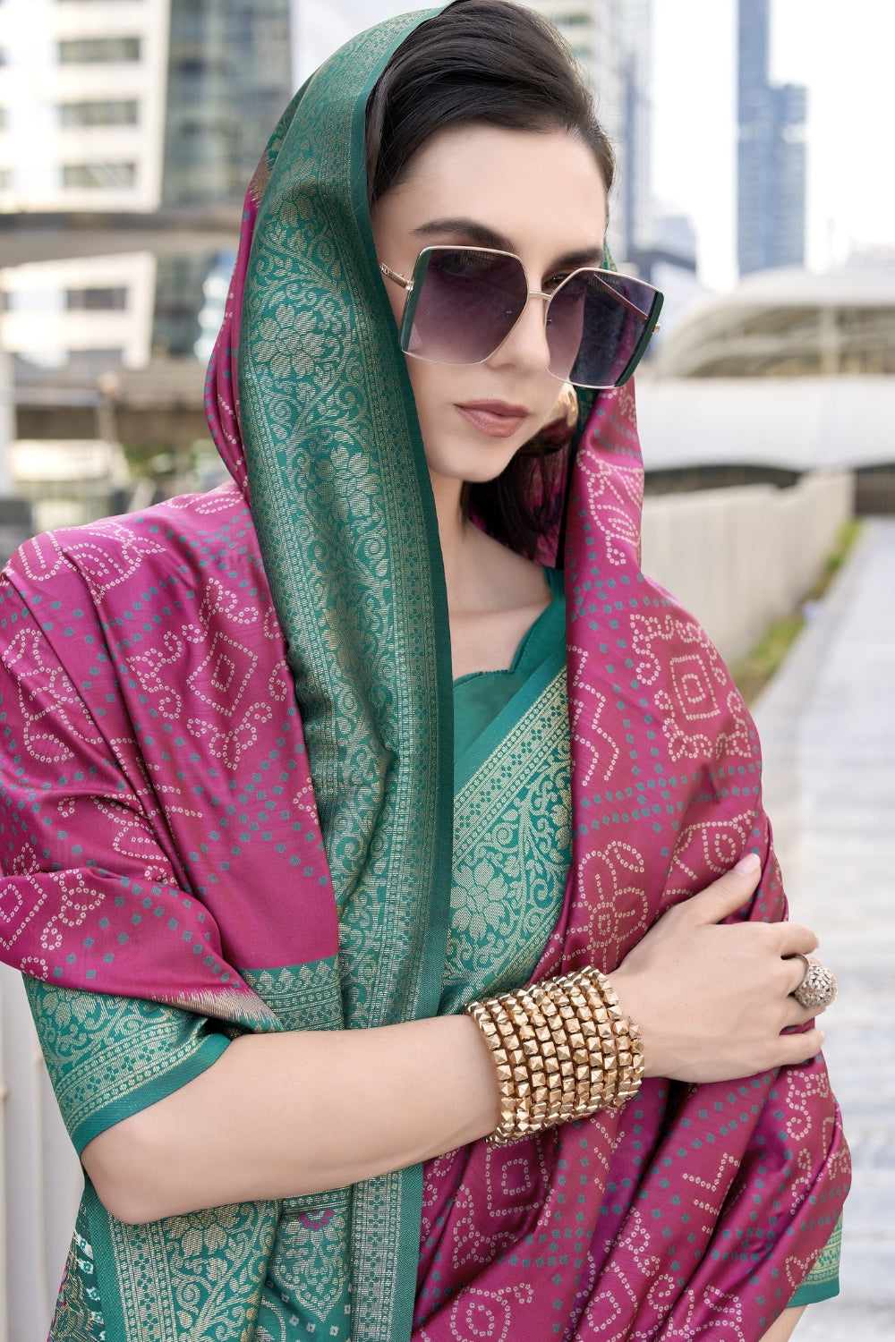 Magenta Badhni Silk Saree