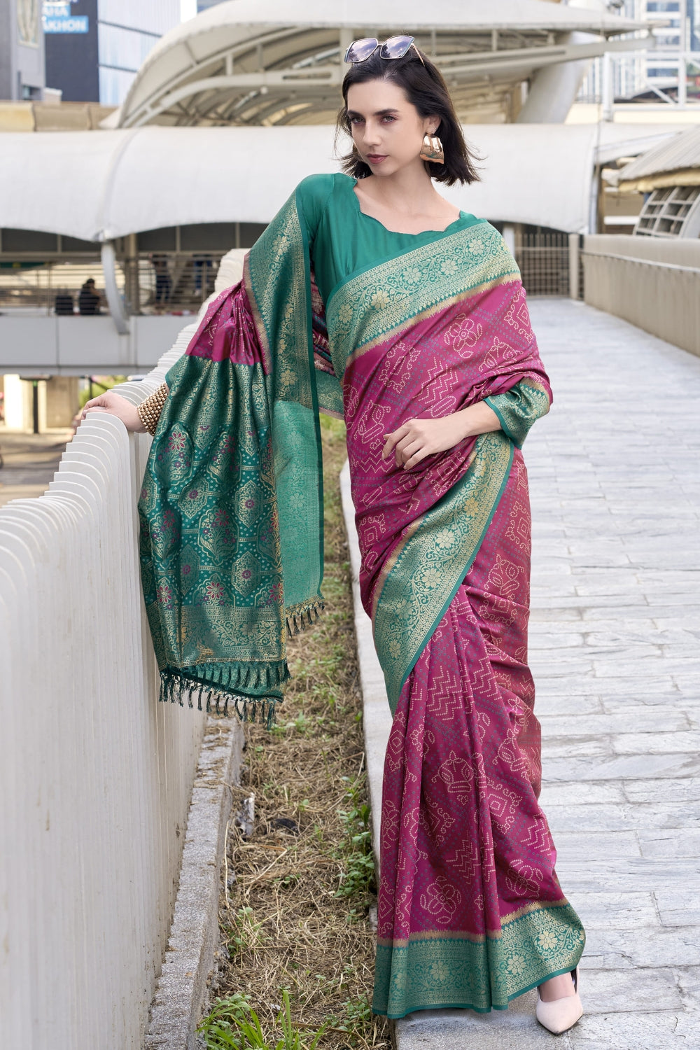 Magenta Badhni Silk Saree