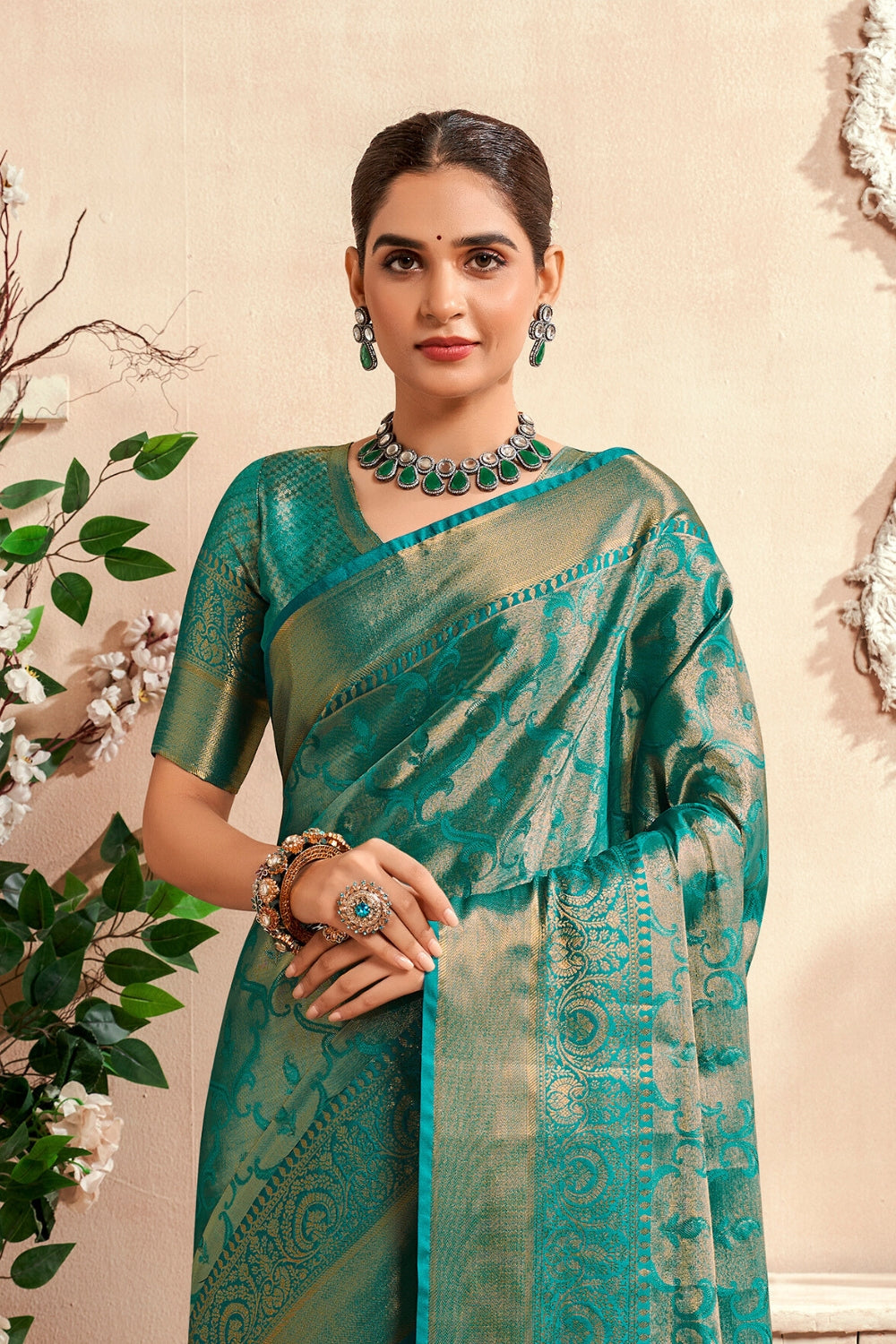 Blue PURE DHARMAVARAM WITH ZARI WEAVING Saree