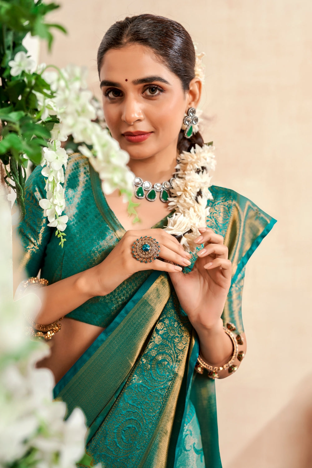 Blue PURE DHARMAVARAM WITH ZARI WEAVING Saree