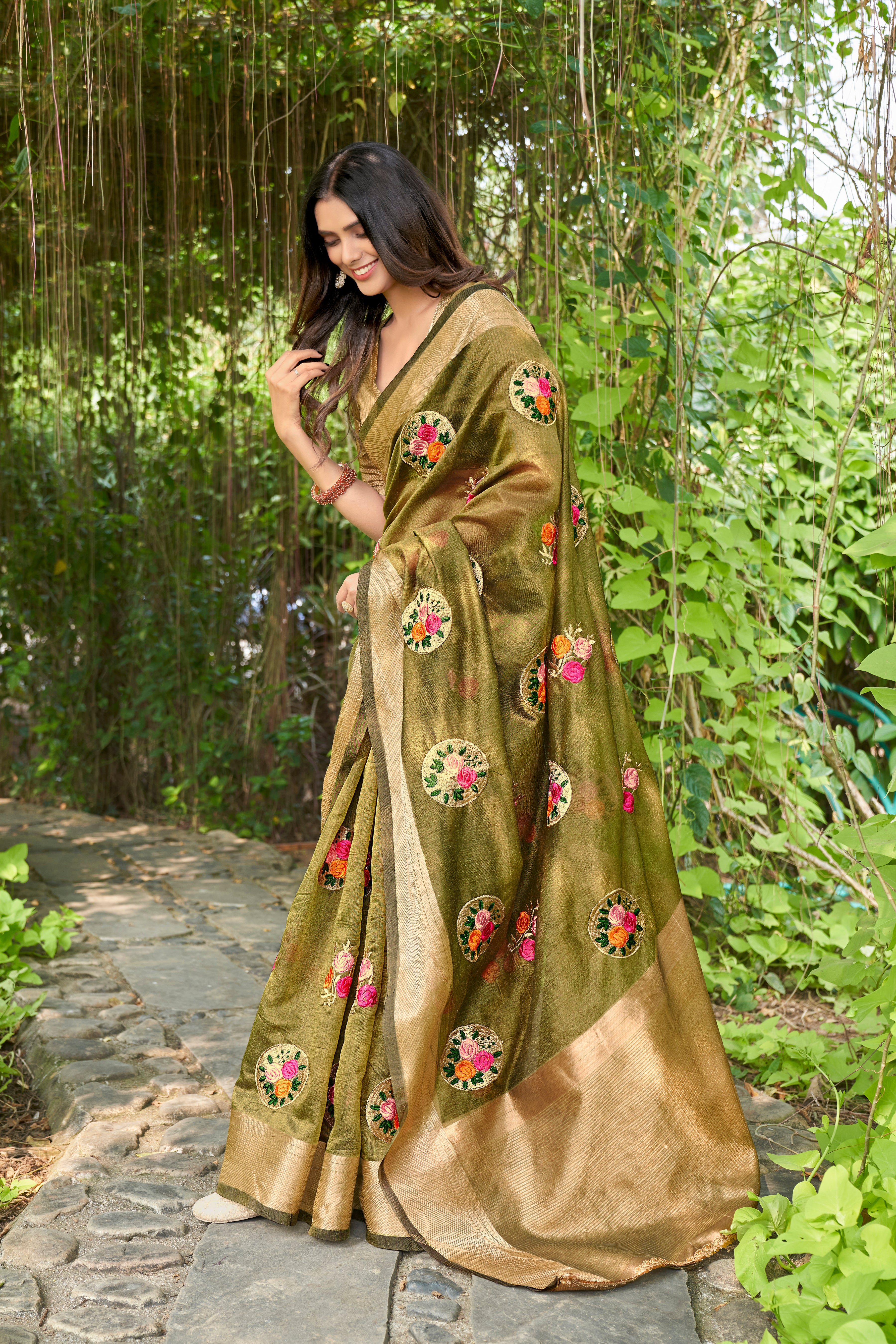 RAMA Cotton Saree With Cotton Zari Blouse