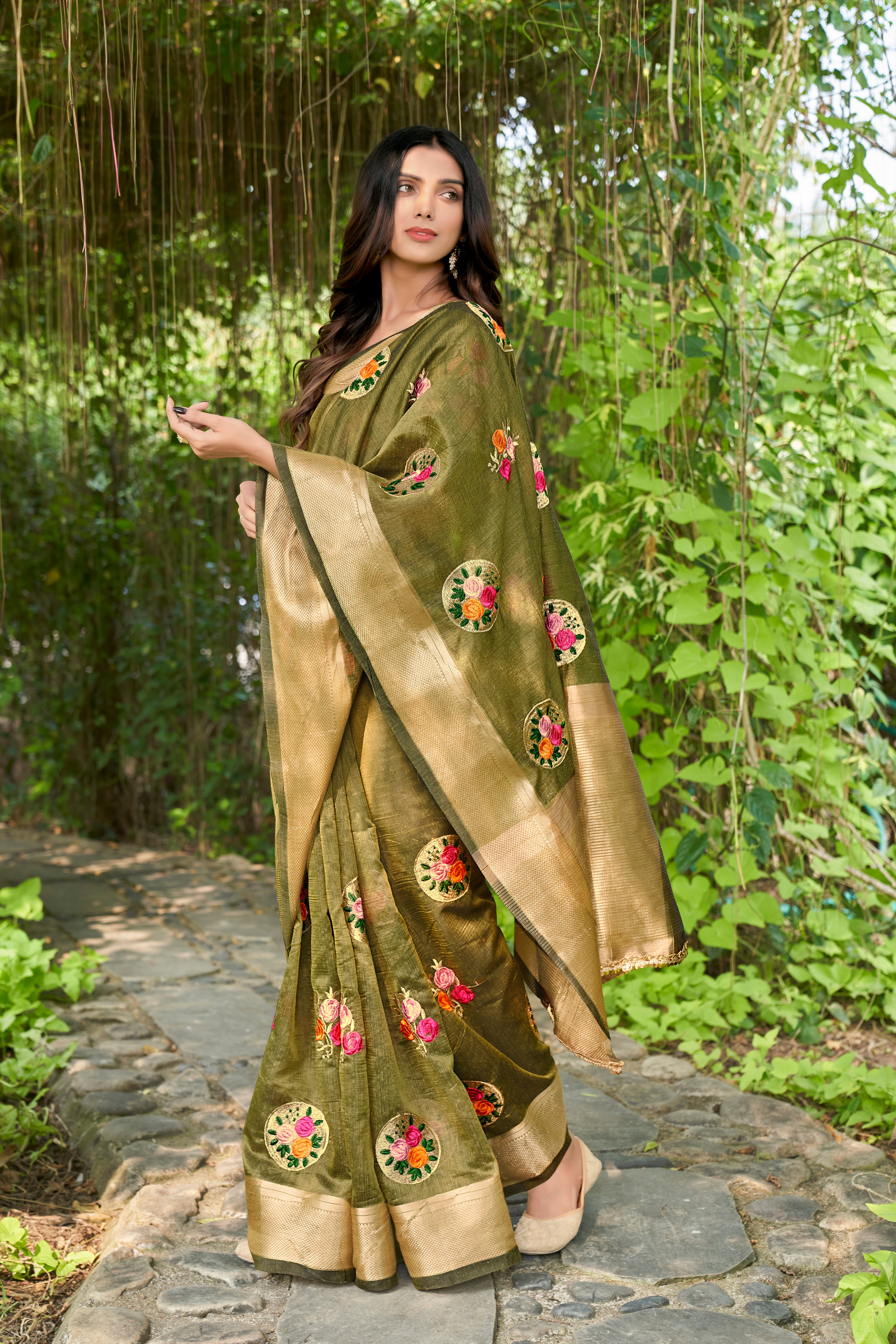RAMA Cotton Saree With Cotton Zari Blouse