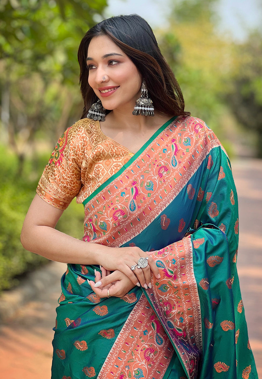 Emerald Green Paithani Saree